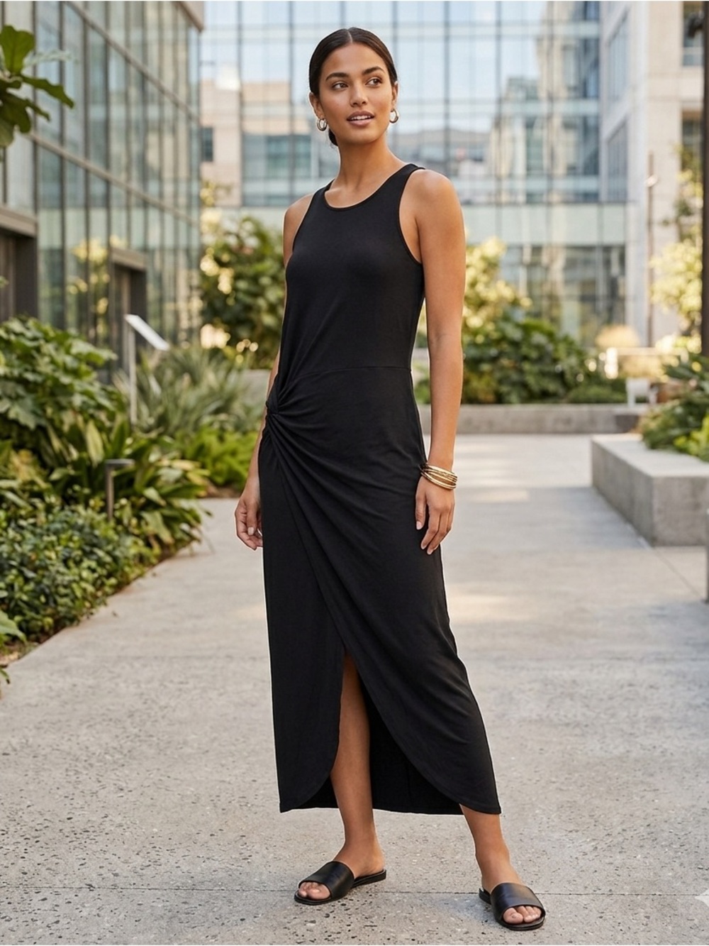 Gap Black Sleeveless Tank Top Casual Boho Maxi Dress Size Medium